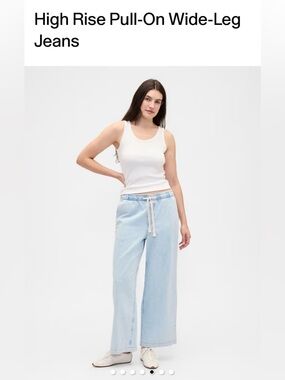 GAP Factory Light Wash High-Rise Pull-On Wide Leg Jeans